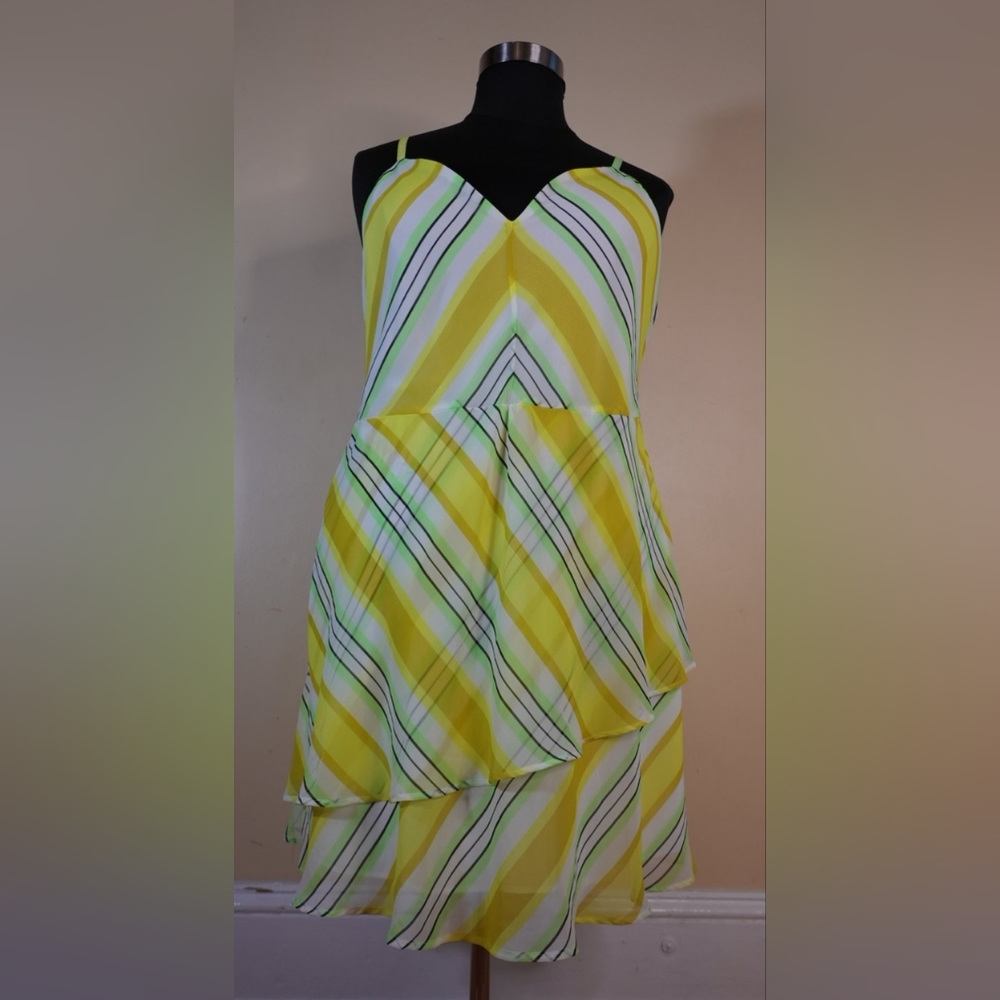 Christopher John Rogers for Target mini dress yellow and green size 16w/18w